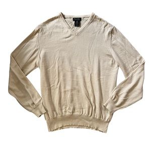 Giorgio Lupi Merino Wool Tan V-neck Sweater Sz L